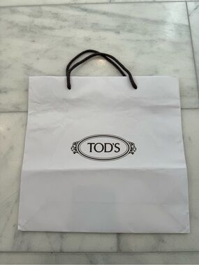 Tod's White Shopping Bag with Black Logo and Handles